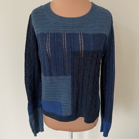 Diane von Furstenberg Blue Padma Intarsia Cotton Pullover Knit Sweater EUC XS - Picture 4 of 12